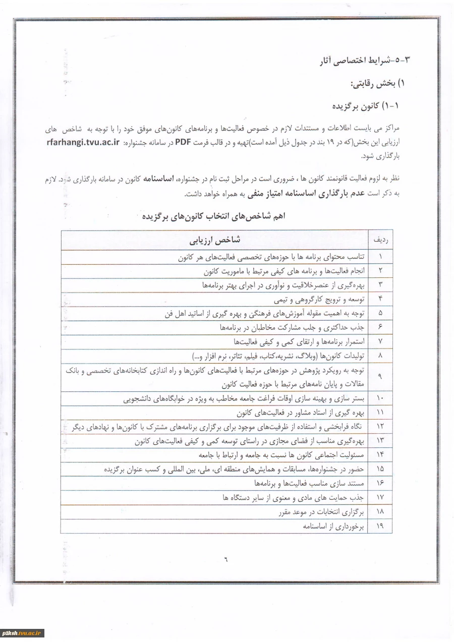 اطلاعیه جشنواره رویش 6